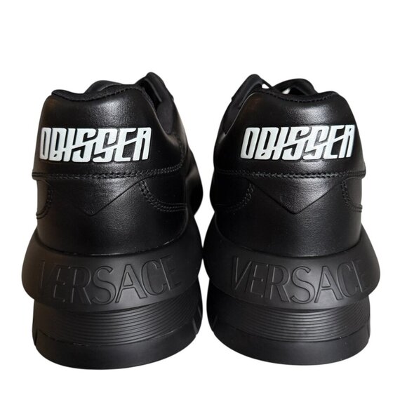 Versace 1008124, Mens Greca Black Leather Low Top Logo Sneakers EU 40, 45.5, 46 - Picture 7 of 13